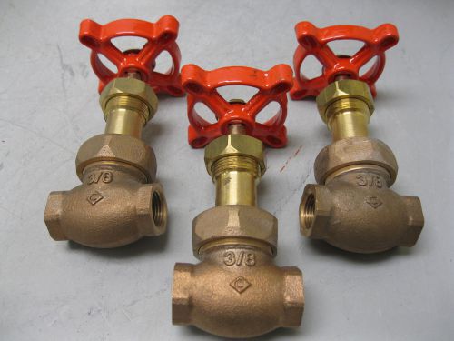 Lot (3) 3/8&#034; stockham 300# cwp brnz thrd b-22t globe valve new d14  (1662) for sale