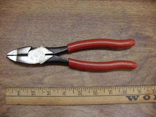 Old Used Tools,Klein HD213-8NE  Linesman Pliers,8-3/4&#034; W/Red Grips,Exc.,Lot 3
