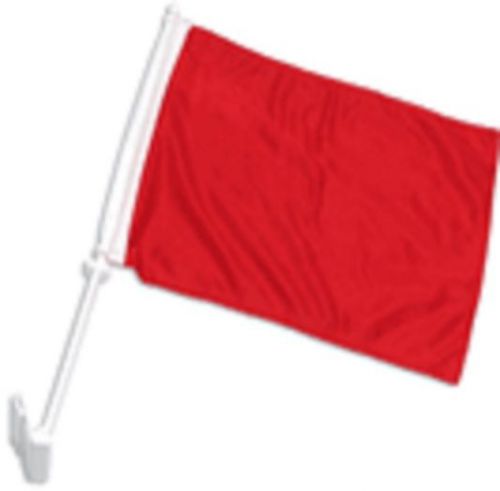 Solid red decor car flag 12&#034; x 15&#034; x 16-1/2&#034; window roll up banner + pole for sale