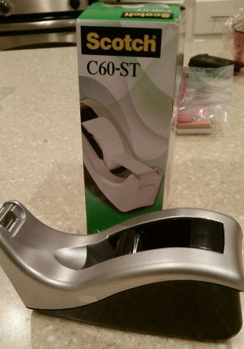Scotch tape dispenser - two tone silver - model c60-st (new &amp; sealed!) for sale