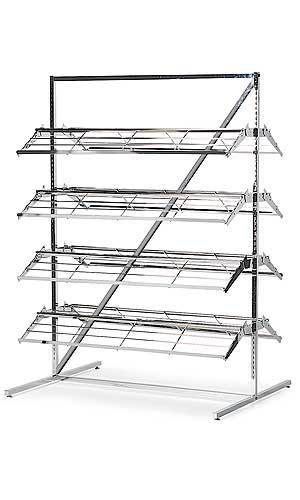 Shoe merchandiser display holds 60-80 pair of shoes new rack chrome 8 shelves for sale