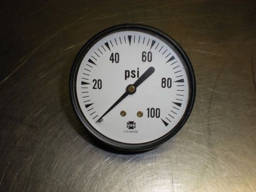 US Gauge 2-1/2&#034; Pressure Gauge to 100psi - 1/4&#034; NPT - NOS - NNB