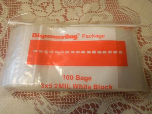 100 3&#034;x5&#034; ziplock bags clear 2mil reclosable bags in dispenser bag reloc zippit for sale