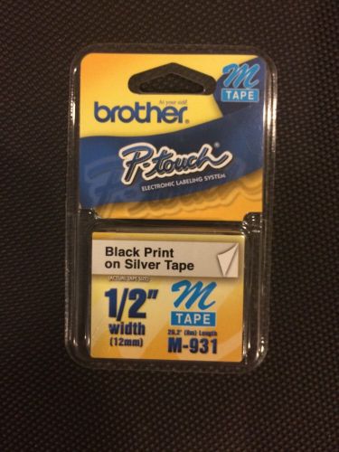 Brother P-Touch Label Roll-M-931 SILVER 1/2&#034; W - NEW