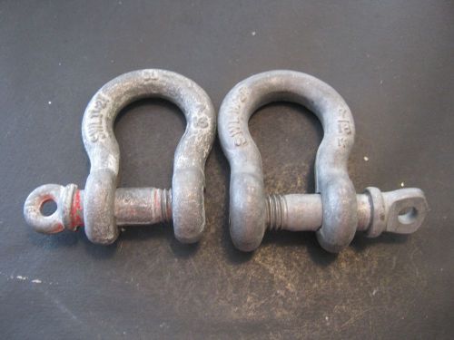 2-Screw Pin Shackles 7/16&#034; WLL 1-1/2 Ton Ea (Used Pin Not Bent)