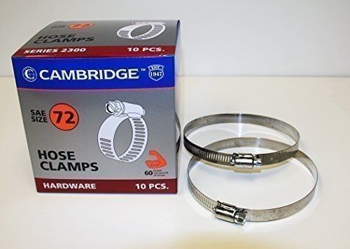 Cambridge SAE Size 72 Worm Gear Hose Clamps, 10 pcs/Box. 1/2&#034; Band Size, Min Dia