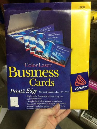 Avery 5881 Business Cards,F/ Color Laser Printer,160/PK,2&#034;x3-1/2&#034;,White