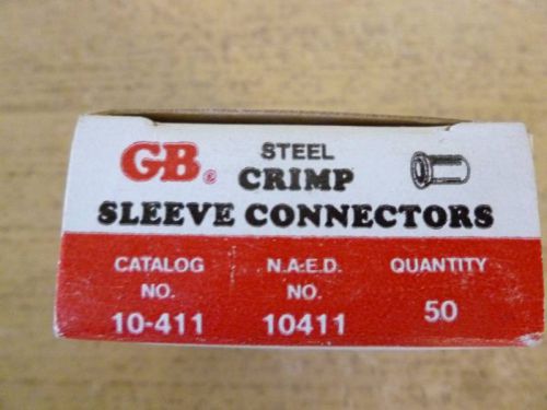 GB Uninsulated Steel Crimp Sleeve Connector 10-410 Box of 100 New Old Stock.