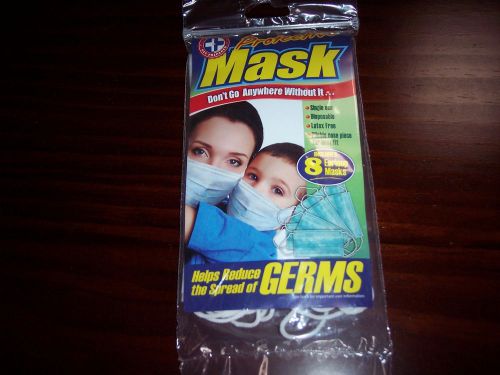 8 PROTECTIVE DISPOSABLE EARLOOP MASKS - LATEX FREE MASK PROTECTS AGAINST GERMS