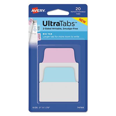 Ultra Tabs Repositionable Tabs, 2.5 x 1, Neon:Green, Orange, Pink, Yellow, 24/Pk