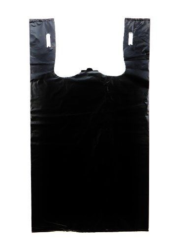 Retail Bags Direct Plastic Bag-Black Plain Embossed T-Shirt Bag 11.5&#034;x6.5&#034;x21.5&#034;