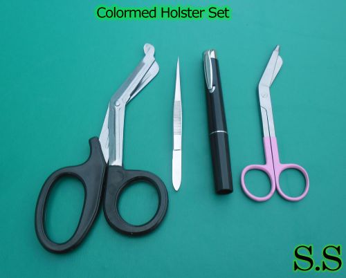 Colormed Holster Set EMS Black EMT Diagnostic+Pink Lister Bandage Scissors