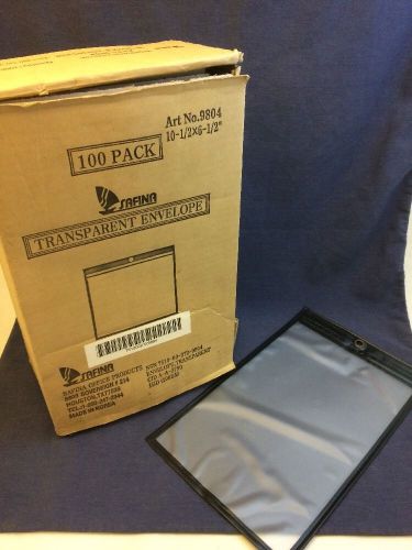 100 Pack Safina TRANSPARENT ENVELOPES 10 1/2&#034; x 6 1/2&#034; Clear Folders