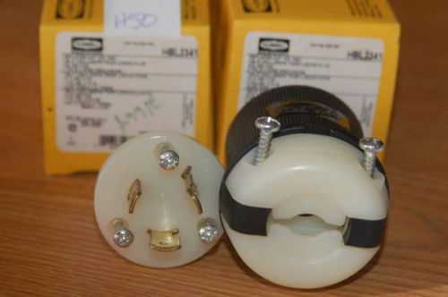 2 NIB HUBBELL INSULGRIP TWIST-LOCK PLUG HBL2341 20A 2P