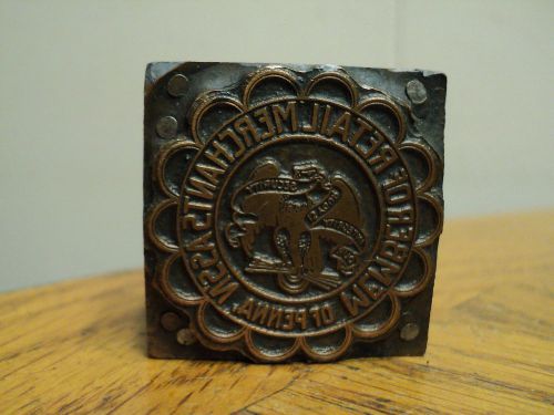 Vintage Member of Retail Merchants Assn of Penna Printing Press Ink Stamp Block