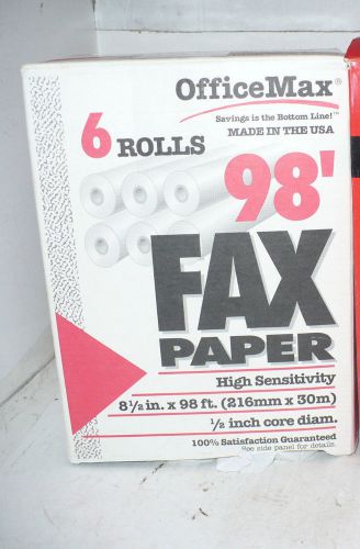 Office Max Thermal Fax Rolls 1/2&#034; Core 8.5&#034; x 98&#039; ft Total 5 Rolls