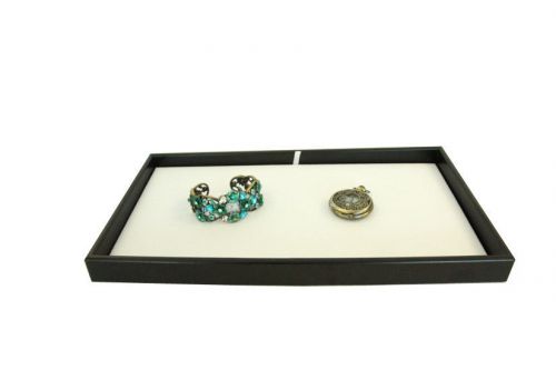 (2) Stackable Black Jewelry Display Plastic Tray w/  Velvet Presentation Pad