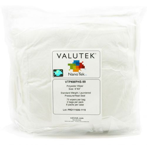 Vtpnwphs-99 valutek pressure-heat sealed polyester wiper 9&#034;x9&#034;(150ea/bag) for sale