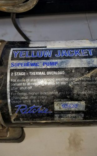 YELLOW JACKET SUPER EVAC MODEL 93420  2CFM VACUUM PUMP MADE IN USA