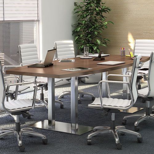 8&#039; - 20&#039; modern conference room meeting table with metal base 10 12 14 16 18 ft for sale