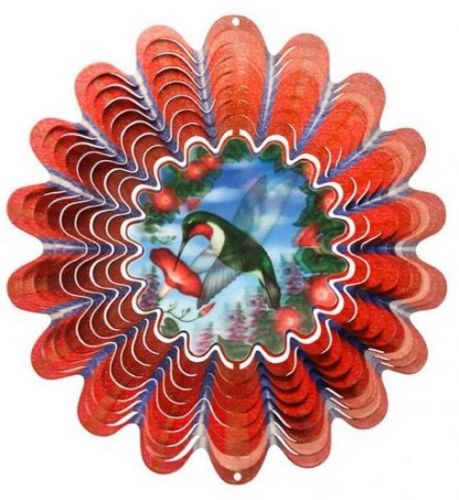 Iron stop animated hummingbird wind spinner for sale