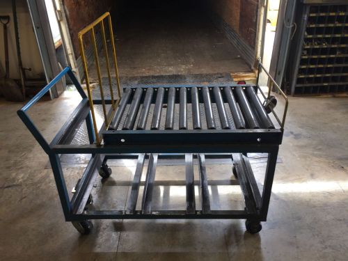 Steel roll around portable work table cart with roller conveyor for sale