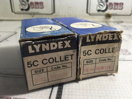2 lyndex 9/32&#034; &amp; 15/16&#034; 5c collets w/ internal threads for lathe mill grinder for sale