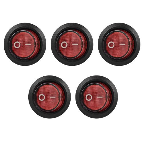 5x Car Auto 6A/250V ON-OFF 6 Pin Round Rocker Red Light Button Boat Switch TE450