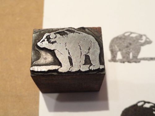 Vintage Rare Letterpress Printing  Wild Grizzly? Bear Ornament/Block