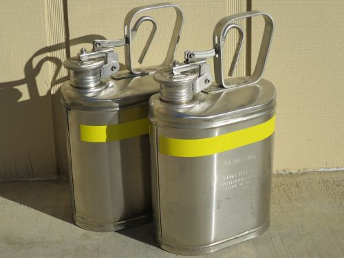 2 EAGLE MFG 1301 Stainless Steel Safety Cans ~ 1 Gallon Capacity ~ New!