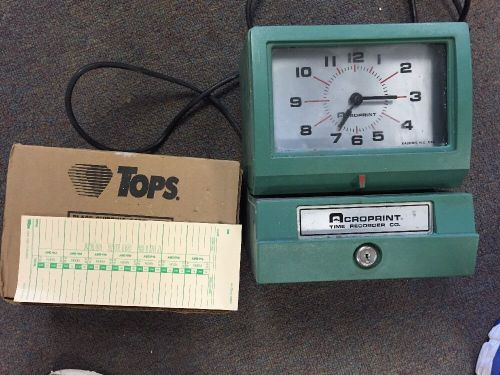 Acroprint 150NR4 Punch Time Clock Recorder With Key Nice Works