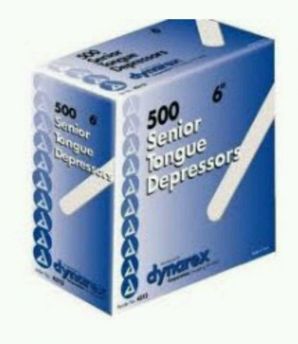 Dynarex # 4312 Wood Tongue Depressors 6&#034; Senior Adult Non-Sterile 500/BX