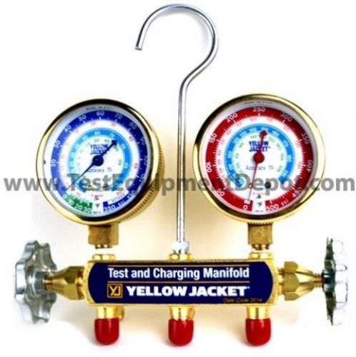 Yellow Jacket 42332 Series 41 Deluxe Manifold With Class 1 Brass Gauges, Only,