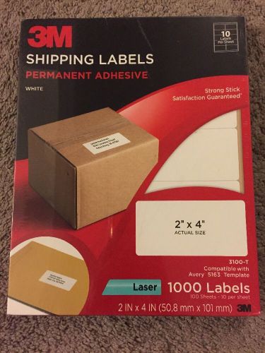 NEW 3M post-it White shipping laser labels 2&#034; X 4&#034; 1000 labels as Avery 5163