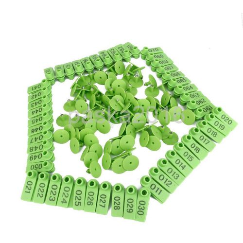 Livestock animal pig sheep ear tags 001-100 numbers 100pcs set light green for sale