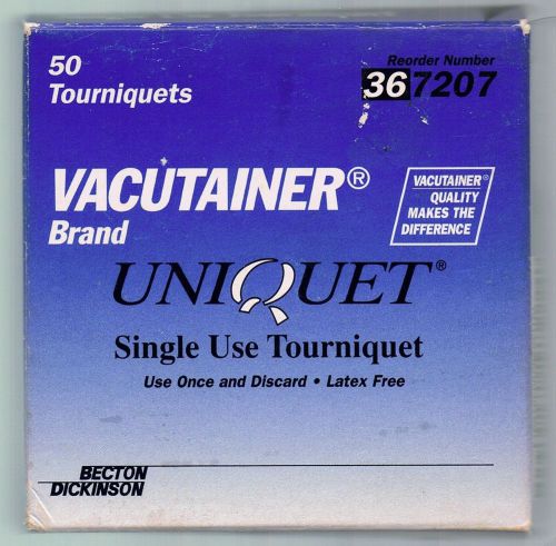 50 Vacutainer UNIQUET Single Use TOURNIQUET Becton Dickinson 36-7207 Latex Free