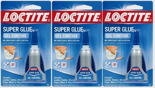 3 New 4g LOCTITE Super Glue GEL Control Clear NO DRIP Leather Cork Rubber 234790