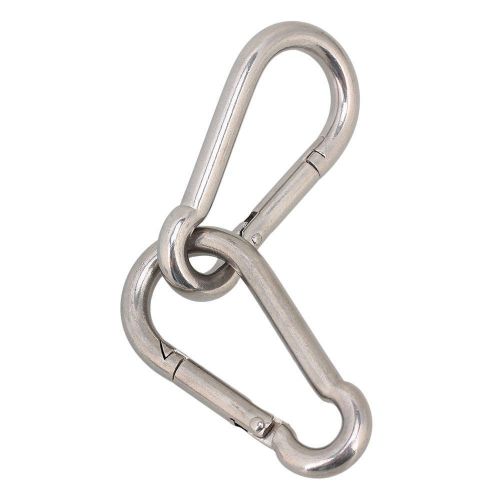 304Stainless Steel Spring Snap Carabiner Quick Link Lock Ring Hook M8x80mm 2PCS