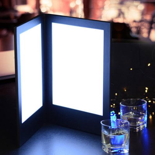 8-1/2&#034; x 11&#034; 2-Panel Folding LED Backlit Illuminated Menu Cover 981
