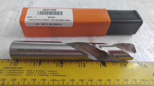 HERTEL 118 deg Bright HSS SCR MACH DRILL BIT 55/64&#034;