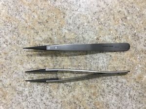 Lot of (2) techni-tool 00cf tweezer stainless steel precision plastic tip for sale