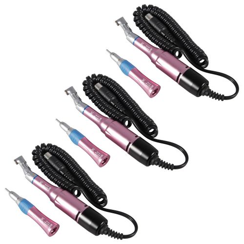 3 Sets Dental Electric Micromotor + Contra Angle Straight Handpiece CA Pink-B