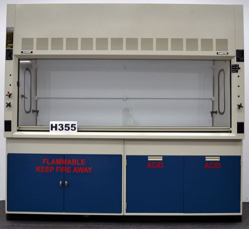 8&#039; fisher hamilton safeaire laboratory fume hood w/ acid &amp; flammable cabinets for sale
