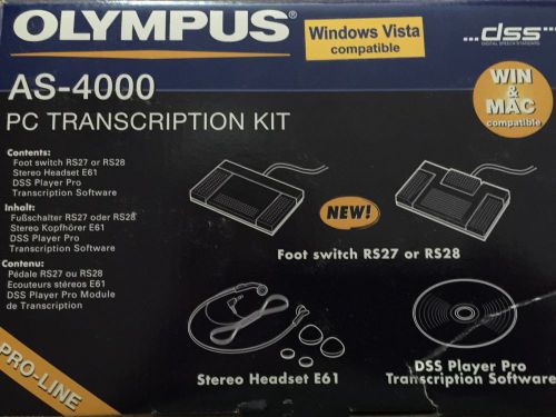 In Box OLYMPUS AS-4000 Windows 2000 XP PC Transcription Kit RS25 or RS26