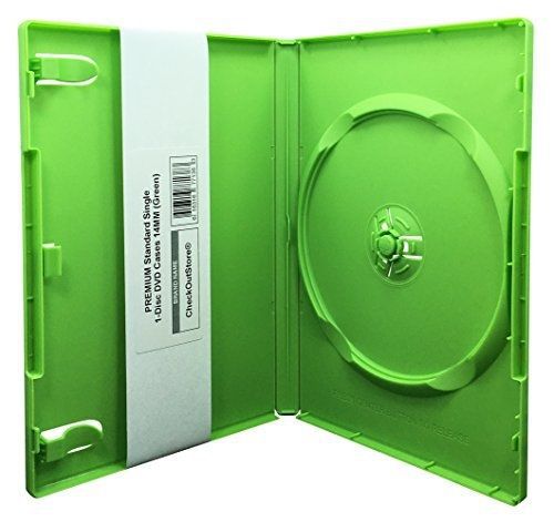 (10) CheckOutStore PREMIUM Standard Single 1-Disc DVD Cases 14mm (Green)