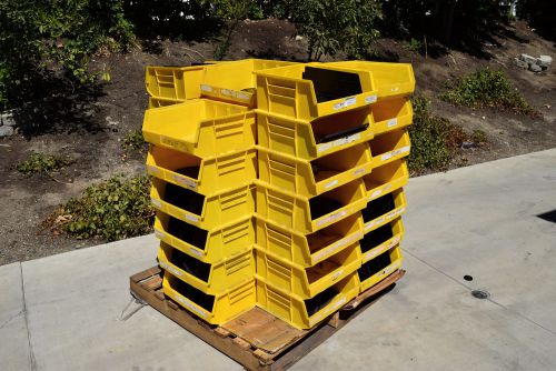 (Lot of 46) QUANTUM STORAGE SYSTEMS QUS250YL Hang and Stack Bins - 14-3/4 Yellow