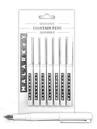 MALARKeY Disposable Fountain Pens, Fine Nib, Black Ink (7-pack)