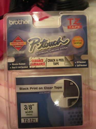 Genuine brother tze-121 p-touch label tape tz121 3/8&#034; black/clear tz 121 for sale