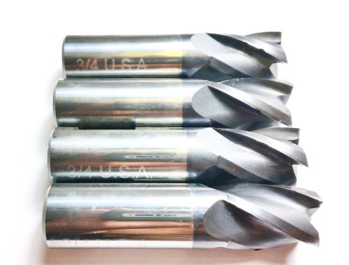 (Machinist Lot of 4) 3/4&#034; HTC Carbide TiALN 4FL End Mill *NR* (AAA 213)