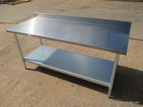 New Stainless Steel Work Prep Table 72&#034; x 30&#034; , With Back Splash, NSF